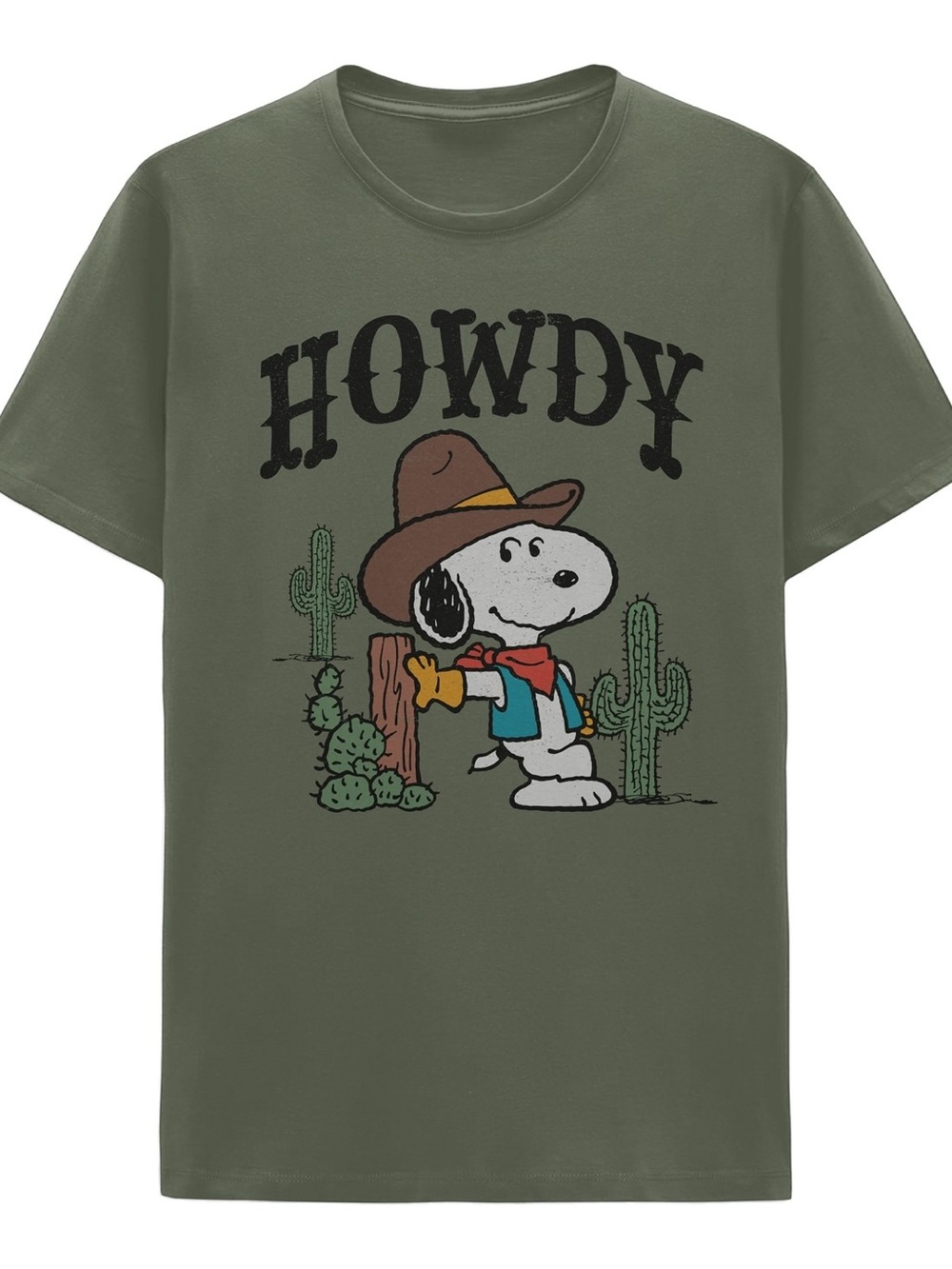 Hybrid Apparel Men's Snoopy Howdy Partner Crewneck T-Shirt